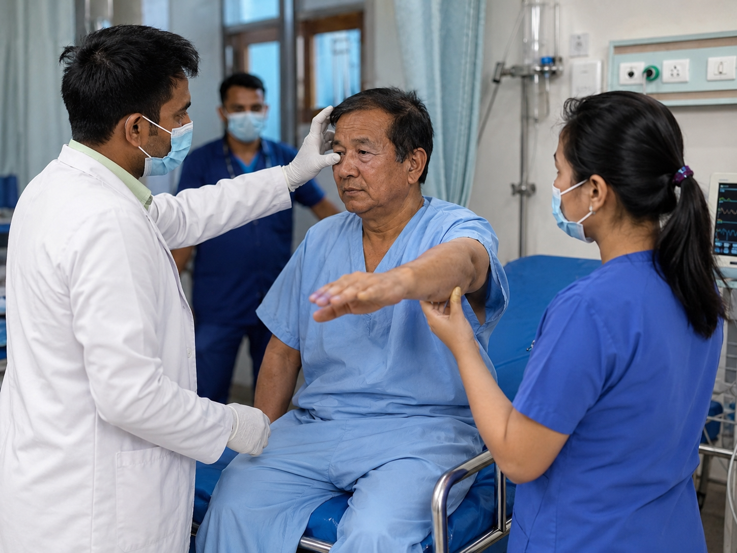 A doctor or emergency team may check:
� The time symptoms started or when the person was last known to be well
� Face movement, arm and leg strength, speech, vision, balance, and coordination
� Blood pressure, pulse, oxygen level, temperature, and blood sugar
� Heart rhythm, including an ECG
� Swallowing ability before food, drink, or tablets are given
� Medical history, medicines, previous stroke or TIA, and stroke risk factors
Urgent tests may include a brain scan, blood tests, ECG, heart scan, and scans of blood vessels in the neck or brain. These tests help identify the type and cause of stroke and guide treatment.